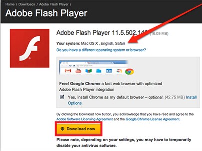 upgrade adobe flash player for mac